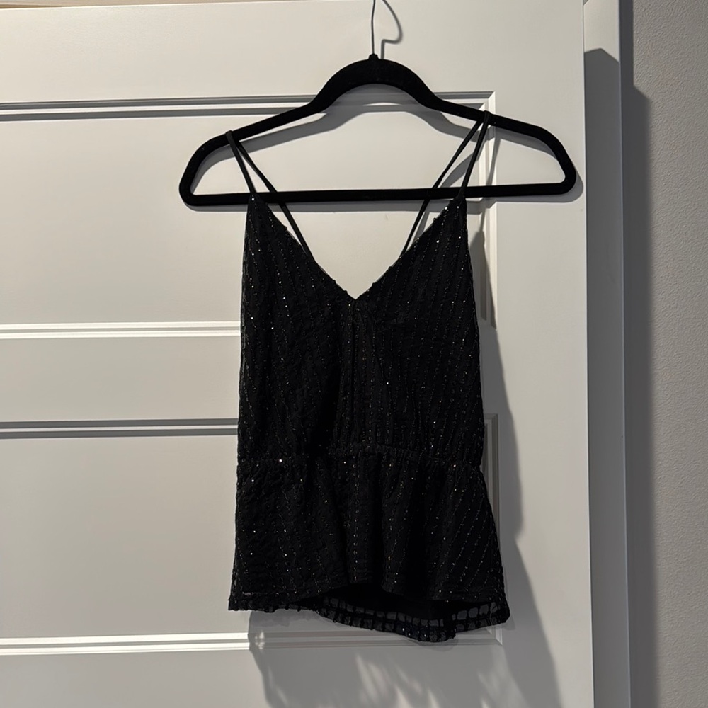 Express Black Sequin Peplum Camisole